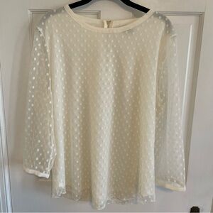 Ann Taylor Cream Polka Dot Blouse